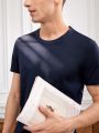 Men's Solid Color Short Sleeve T-Shirt And Plaid Long Pants Homewear Set
