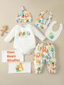 SHEIN Baby Boys' Fun Alphabet Forest Animal Meeting Gift Box Set, Casual & Comfortable