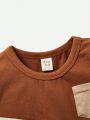 Cozy Cub Baby Boys' Casual Color Block Round Neck Pullover And Shorts Set