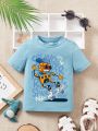 Young Boy Letter & Cartoon Graphic Tee