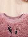 SHEIN Baby Girl Rabbit Embroidery Fuzzy Sweatshirt Dress