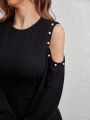 SHEIN Privé Women's Off-shoulder Lantern Sleeve Jumpsuit
