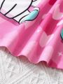 SHEIN Kids QTFun Toddler Girls' Cartoon Pattern Flying Sleeve Dress