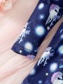 SHEIN Kids EVRYDAY Toddler Girls' Unicorn Printed Long Sleeve Dress