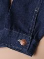 Older Girls' Flap Pocket Front Button Denim Jacket