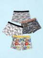4pcs/Set Teen Boys' Letter Printed Underwear