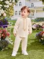 Baby Boy Traditional 3d Embroidery Long Sleeve And Long Pants Outfit