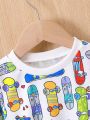 Baby Boy And Child Versatile Fashionable Casual Trendy Skateboard Print Round Neck Sweatshirt