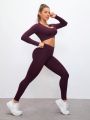 SHEIN Yoga Basic Solid Color Slim Fit Ladies' Sports Suit