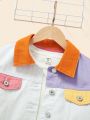 Girls' (Big) Contrast Color Button-Front Denim Jacket