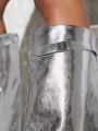 Metallic Faux Leather Knee High Boots
