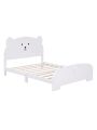 Wood Full Size Wood Platform Bed with Bear-shaped Headboard and Footboard