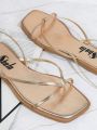 Causal PU Ankle Strap Flat Sandals