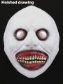 1pc Halloween Joke Scary Mask, Smiling & Wide-eyed Latex Headgear For Halloween Party Costume