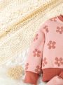 Baby Girls' Floral Pattern Cardigan And Skirt Set