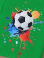 SHEIN Kids SPRTY Boys' Football Print Short Sleeve T-shirt