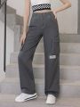 Teen Girls' New Arrival Casual & Fashionable Dark Grey Utility Straight Leg Jeans
