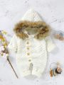 Baby Girls' Hooded Knitted Romper