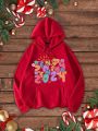 Women's Plus Size Hoodie With Text Print And Drawstring