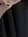 SHEIN Tween Girls' One Shoulder Ruffle Trim Embellished Patchwork Mesh & Velvet Hem Dress