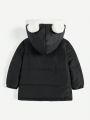 SHEIN Baby Boys' Hooded Front Zipper Fleece Jacket With 3d Ear Design