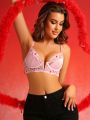 SHEIN Ladies' Heart Shaped Lace Patchwork Bra