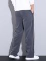 Men's Solid Color Casual Pants With Pockets, Suitable For Young People