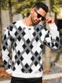 Manfinity Homme Men Argyle Pattern Drop Shoulder Sweater