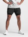 Men 2 In 1 Sports Shorts With Phone Pocket & Towel Loop