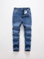 Tween Boys' Elastic Skinny Jeans, Dark Blue Wash