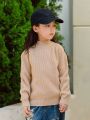Tween Girls' Half Turtleneck Knitted Sweater, Solid Basic Casual Pullover