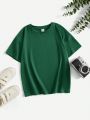 SHEIN Kids HYPEME Tween Boys' Casual Comfortable Short Sleeve Round Neck T-Shirt