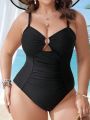 SHEIN Swim Chicsea Plus Size One Piece Swimsuit With Circular Accents And Hollow Out Details