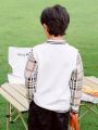 Boys' Knitted Sweater, Fall/winter 2023 New Arrival, Geometric Jacquard Design, Loose Fit, College Style
