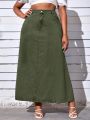 Plus Size Women's A-Line Denim Skirt