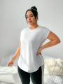 Daily&Casual Plus Size Mesh Back Batwing Sleeve Sports T-Shirt