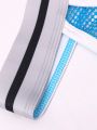 Men's Cut-Out Breathable Fishnet Letter Tape Thong Underwear