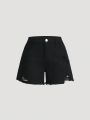 Tween Girls Black Distressed Denim Shorts