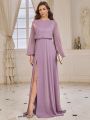 SHEIN Belle Adults' Bridesmaid Dress With Large Open Back, Chain Detailing And Volume Hem