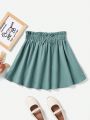 SHEIN Kids EVRYDAY Tween Girl's Elastic Waistband Romantic Bow Decorated A-Line Skirt