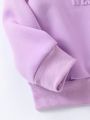 SHEIN Kids HYPEME Little Girls' Purple Round Neck Long Sleeve Sweatshirt And Sweatpants Set