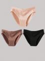 3pcs Seamless Women'S Triangle Panties With Bow Decoration