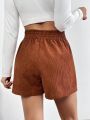 SHEIN Essnce Ladies' Elastic Waistband Shorts With Pockets
