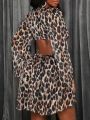 SHEIN Slayr Women's Leopard Print Twisted & Hollow Out Design Dress