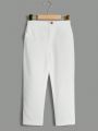 SHEIN Kids Academe Young Boy Fashionable Casual Solid Colored Pants With Slanted Pockets