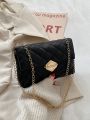 Quilted Push Lock Flap Chain Bag