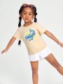 StarrifyStudio Toddler Girls' Casual Shark Printed Short Sleeve T-shirt For Summer