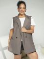 SHEIN CURVE+ Plus Size Women's Double Breasted Suit Vest