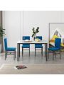 Dining Table Set for 4, Modern Kitchen Table and Chairs for 4, 5 Piece Dining Room Table Set Chairs for Small Spaces, Apartment, White+Blue