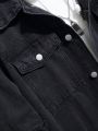 Extended Sizes Men's Plus Size Turn-down Collar Denim Jacket With Pockets
